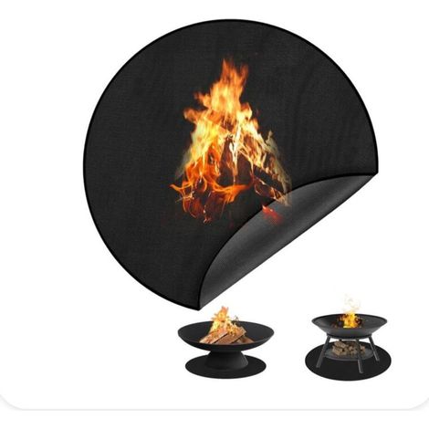 120cm Tapis De Brasero Rond, Tapis Barbecue Sol Exterieur, Tapis Ignifuge, Imperméable, Résistant À L'Huile, Tapis De Sol Anti-feu Pour Protection De