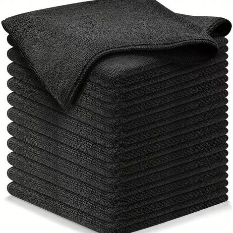 Lot De 12 Chiffons Microfibre 40,6x40,6 Cm - Ultra Absorbants - Sans Peluches - Pour Voiture, Cuisine Et Vitres