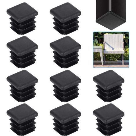 20 Pièces Bouchons Plastiques Pour Tube Carré 20x20 Mm, Embouts À Lamelles Noirs Pour Pieds De Table, Chaises, Armoires Et Meubles Solides
