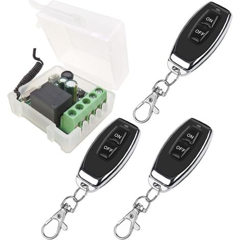 Interrupteur De Télécommande Sans Fil 433mhz 230v 220v 240v Récepteur De Relais De Commande À Distance À 1 Canal Avec 3 Émetteurs Télécommandes