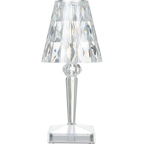 Lampe De Table En Cristal De Diamant, Lampe De Chevet De Chambre En Cristal Rechargeable Par Usb, Temperature/luminosite Reglables, Type Tactile