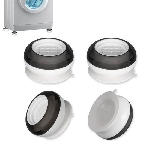 4 Pièces Patin Machine A Laver (blanc), Universel Tapis Antivibration Lave Linge Socle Anti-dérapants Pied Amortisseurs Antirouille Support Pour Sécho