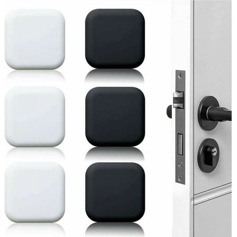 Butoir De Porte Mural Grand 6 Pièces Tampon De Porte Autocollant En Caoutchouc Blanc/noir 45mm×45mm Tampon De Poignée De Porte Tampon Mural Pour Poignées De Porte Contre Butée De Porte