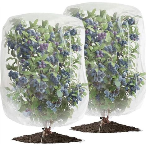 Lot De 2 Filets Anti-insectes Et Anti-oiseaux Blancs (0,6 X 0,8 M) Avec Cordon De Serrage, Adaptés Aux Filets De Protection Des Plantes
