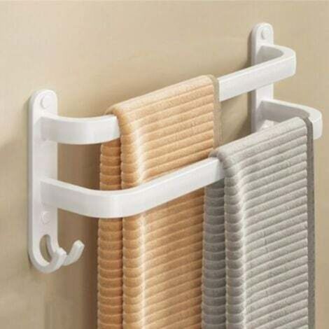 Support Mural Pour Serviettes Blanc - Range-serviettes Suspendu Pour Salle De Bain, Sans Perçage - Organisation Et Élégance Double 40cm