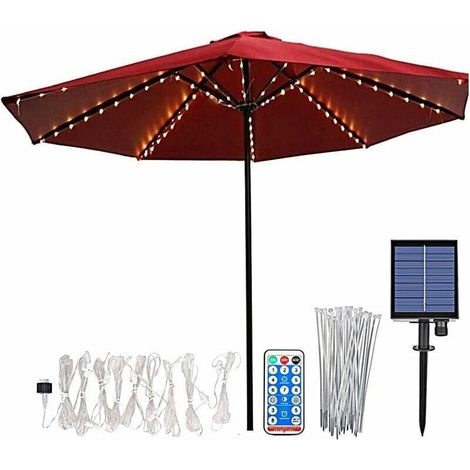 Éclairage Solaire Pour Parasol Lampe De Parasol 104 Led Avec Télécommande 8 Modes Guirlande Lumineuse Pour Parasol Pour Parasol Jardin Tentes De Camp
