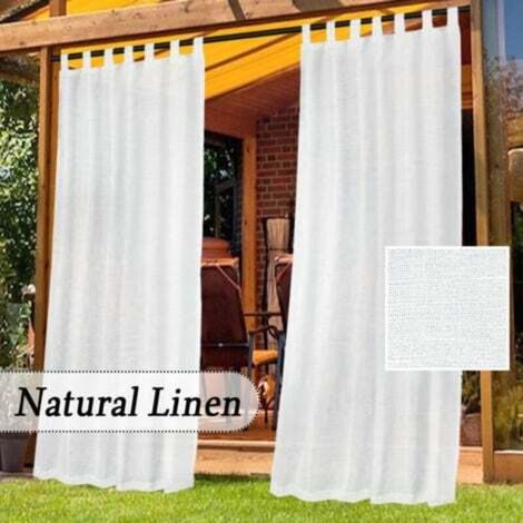 2 Panneau Easy-going Rideaux D'Extérieur Imperméables Et Coupe,vent D'Aspect Lin,rideaux Doux Et Épais Pour Terrasse, Tonnelle, 132 X 213 Cm, Beige