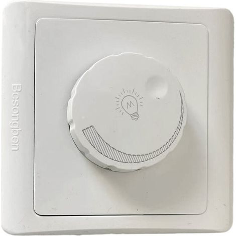 Interrupteur Variateur Mural À Bouton Rotatif Pour Panneau De Commande De Lumière 86 X 86 Mm, Contrôleur Réglable Ac180-265 V, Blanc