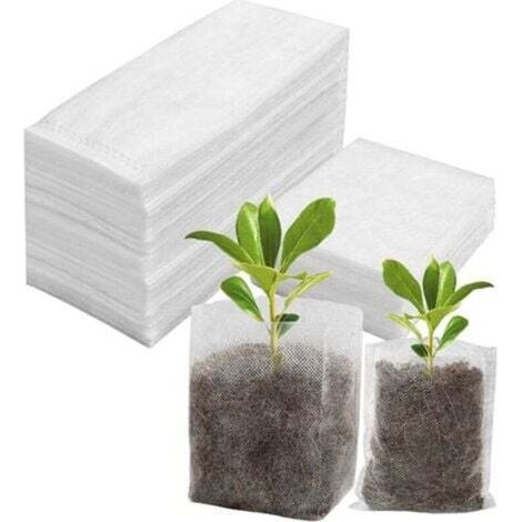 200 Pcs Sac Semis- 10x12cm+14x16cm Biodegradable Sac De Plantation De Jardin Godet Semis Non Tissé