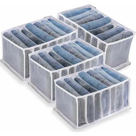 4 Pièces Boîte De Rangement Pour Jeans,organisateur De Garde-robe,rangements Boîtes De Jeans,boîte Séparation Maille Tiroir À Vêtements, Pour Pantalon