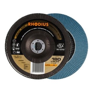 RHODIUS ALPHAline LSZ F2 Fächerschleifscheibe 180 x 22,23 mm K80
