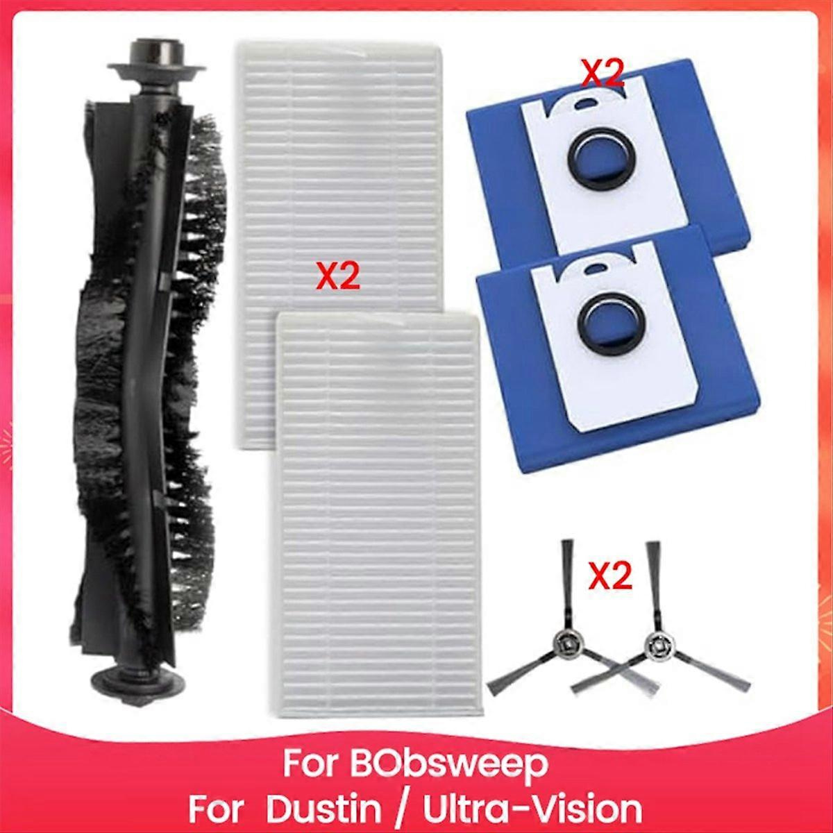 Set Mit 7 Ersatzteilen Für Den Bobsweep Dustin Orb-i Ultra-vision Staubsauger: 1 Hauptbürste Und 2 Seitenbürsten.