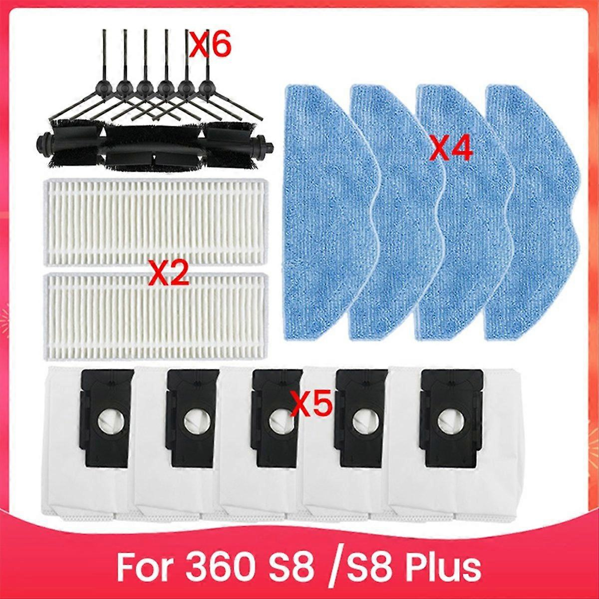 18-teiliges Set Inklusive Bürste, Staubbeutel, Filter Und Reinigungstuch Für Den Staubsauger 360 S8 S8 Plus (ersatzteile Inklusive).