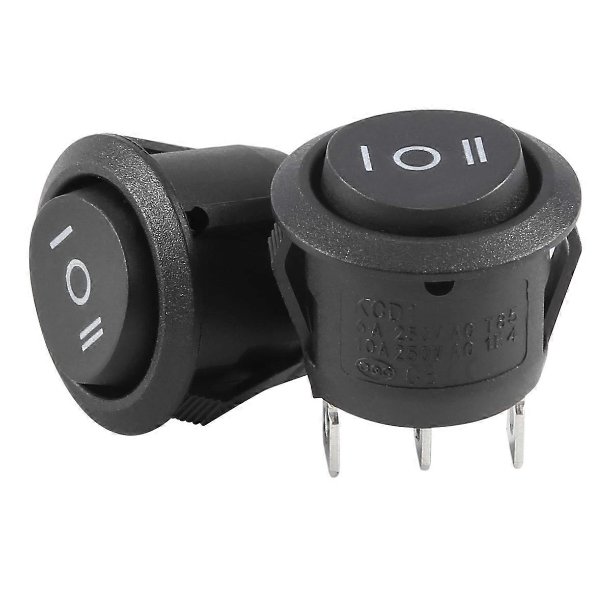 6 A/250 V Ac 10 A/125 V Ac 3-positionen Runder Spdt-wippschalter Ein/aus/ein (2 X 3 Pins)