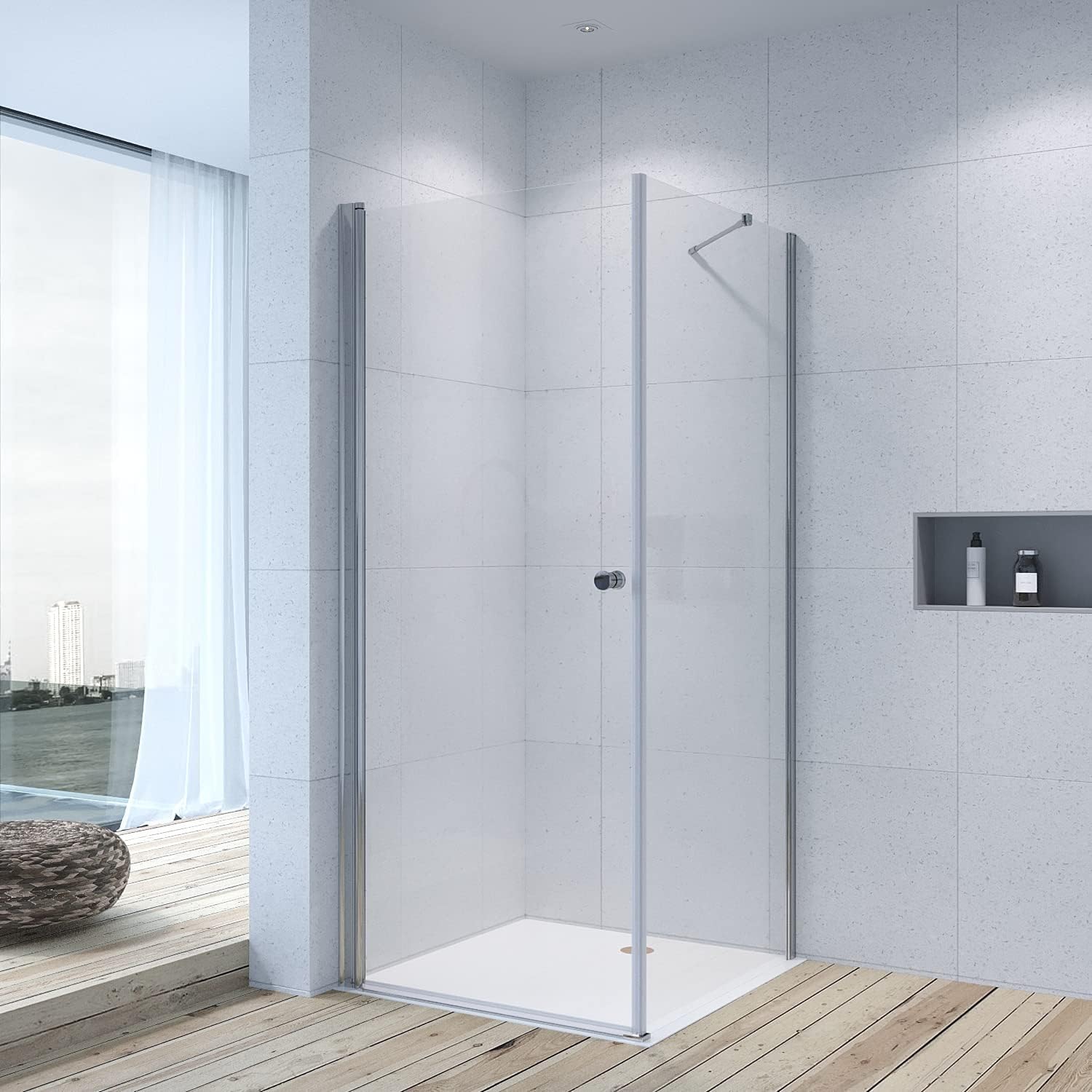 Aquabatos® Eckeinstieg Duschkabine 100 X 100 X 197 Cm, Drehtür Seitenwand Duschtür, Schwingtür+seitenwand +6 Mm Esg Glas Klar Mit Nano Beschichtung