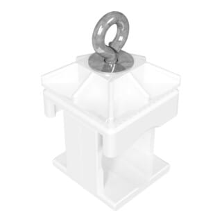 Schake Schilderklemme, Kunststoff, weiß, ohne Ösen / Haken, für 40 x 40 mm / Ø 42 mm Schaftrohr