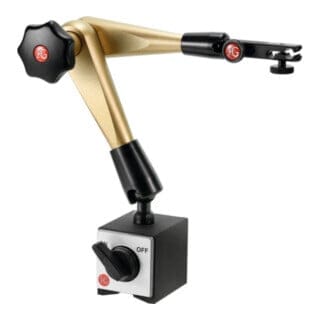 HG Hydraulisches Magnet-Messstativ (mit Fuß) mit mechanischer Feineinstellung am Uhrenhalter, Ausladung: 300 mm