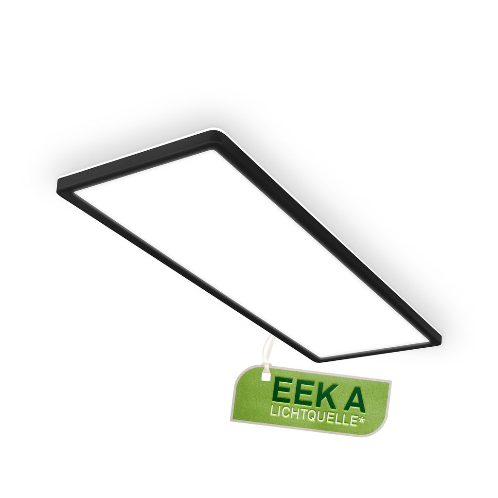 Briloner Led Panel Mit Eek A Lichtquelle 58 Cm Rechteckig 14w, 3000lm, 4000k Neutralweiß Backlight Schwarz - Led Deckenlampe Wohnzimmer Schlafzimmer Büro