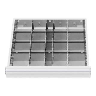 STIER Schubladeneinteilung Metalleinteilung BLH 100/125 mm Innenmaß 500x450 mm 20 Fächer 6 x TW 125
