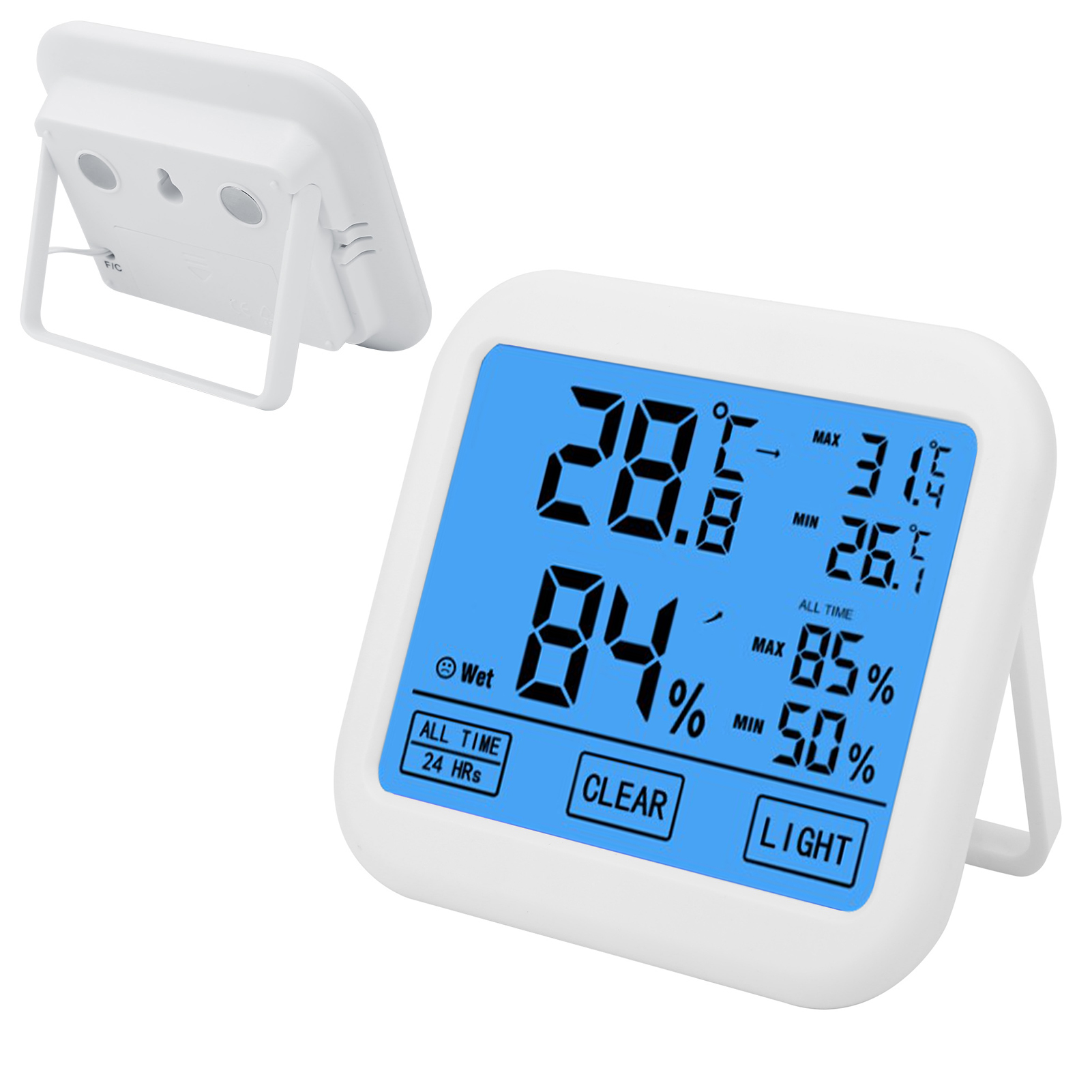 Thermohygromètre Numérique Lcd 4 Pouces Owe034 Avec Écran Tactile, Moniteur De Température Et D'Humidité