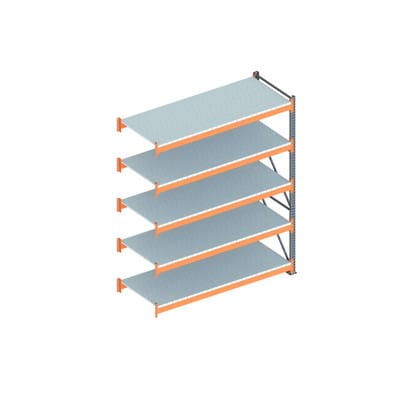 Meta Großfachregal Anbauregal 3300 x 2700 x 1100 mm verzinkt / rotorange multipal S + Stahlpaneelen