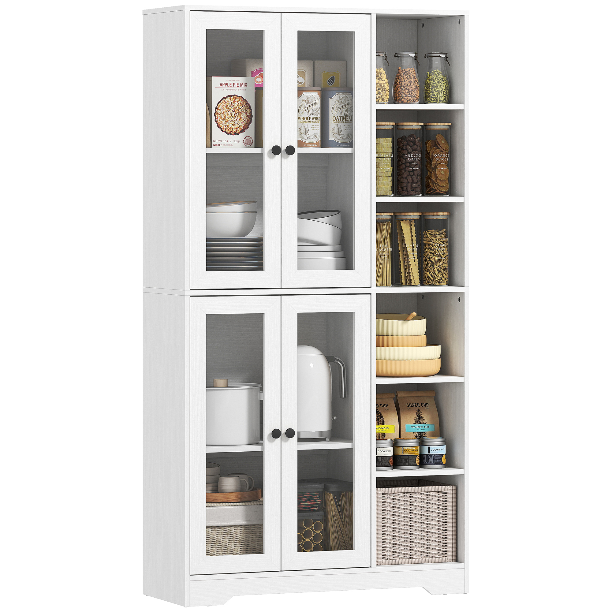 Küchenschrank Mit Großzügigem Stauraum, Leise Schließende Türen, Spanplatte, Mdf, Homaire, 90x35x172 Cm - Weiß