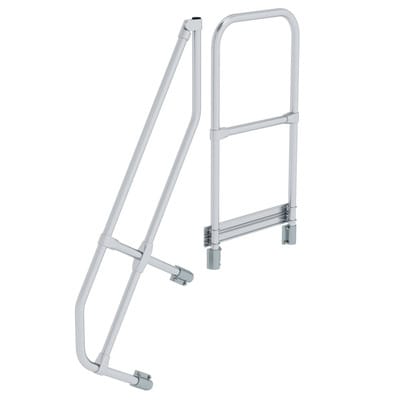 MUNK zweiter Handlauf Aluminium-Treppe mit Plattform 60° 4 Stufen