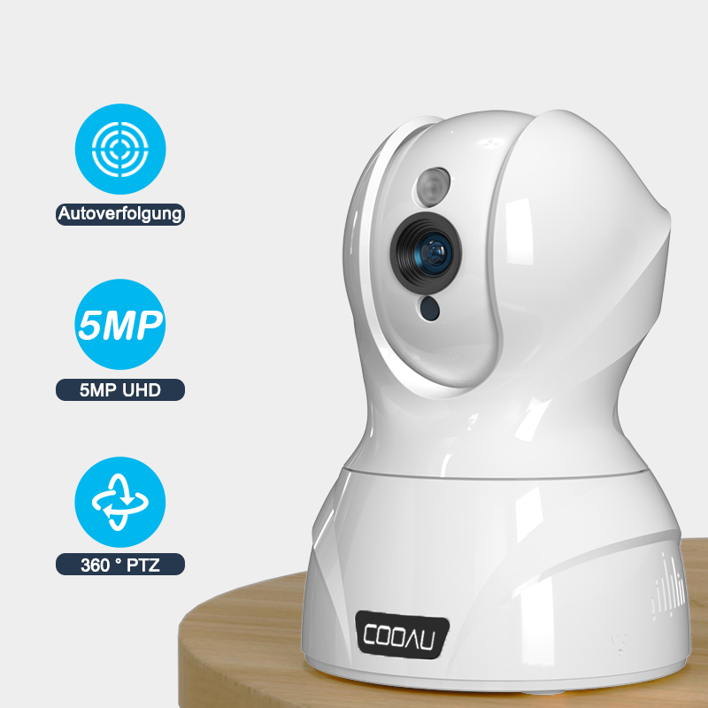 Cooau Indoor-überwachungskamera Mit 5 Megapixeln, Zwei-wege-audio, Ki-technologie, Nachtsicht, Bewegungserkennung Und Alexa-kompatibilität
