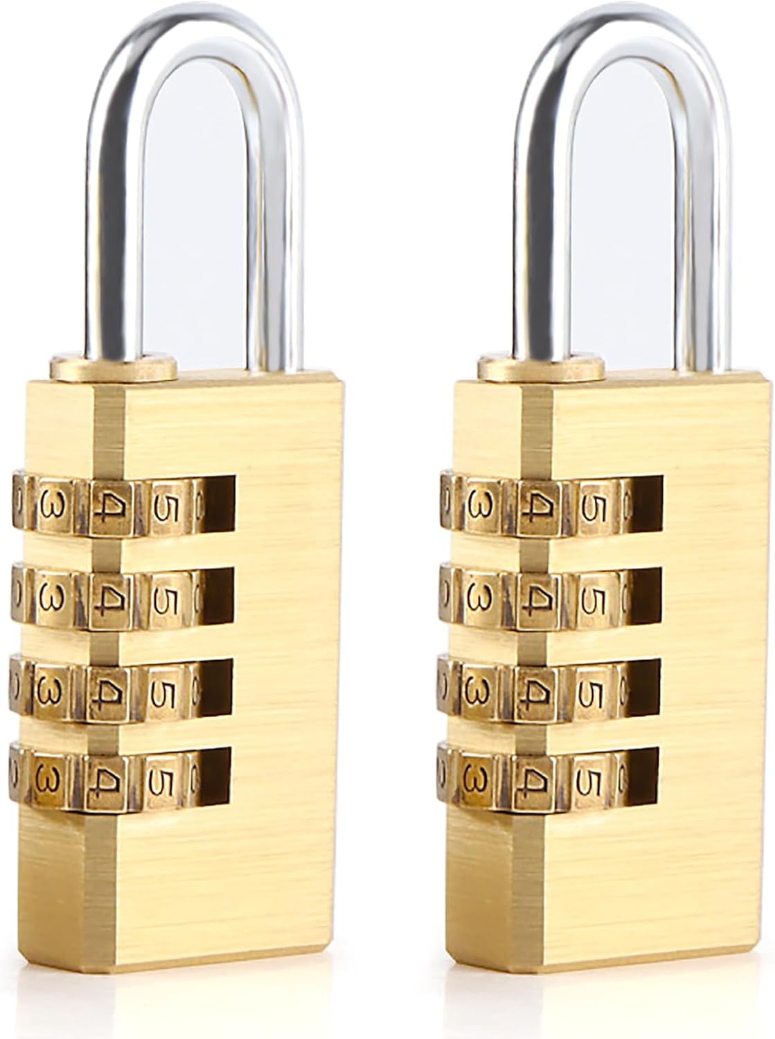 Set Mit 2 Zahlenschlössern – Gold – Mit 4-stelligem Code – Wetterfest – Für Türen, Koffer, Schließfächer