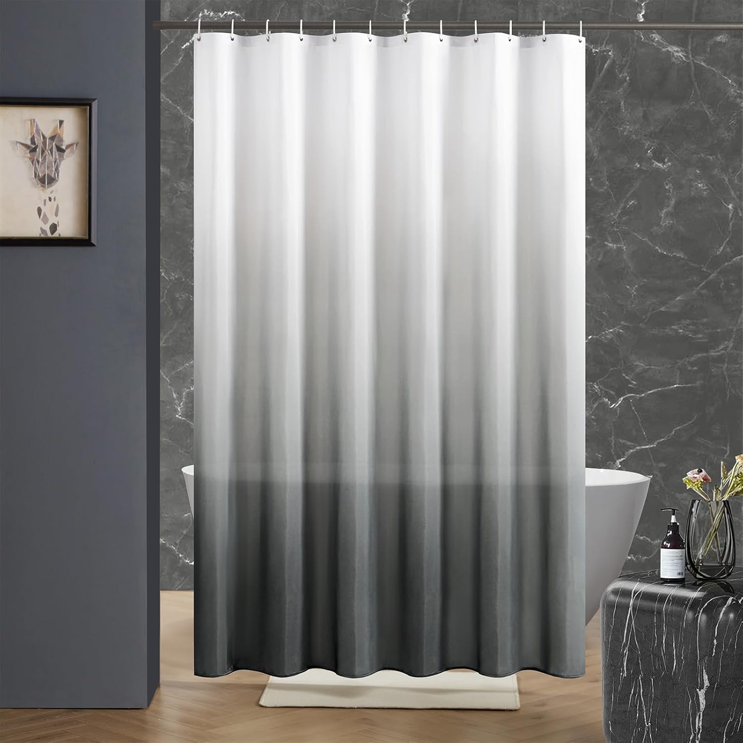 Grauer, Schimmelresistenter Duschvorhang Aus Maschinenwaschbarem, Wasserdichtem Polyestergewebe, 180 X 200 Cm