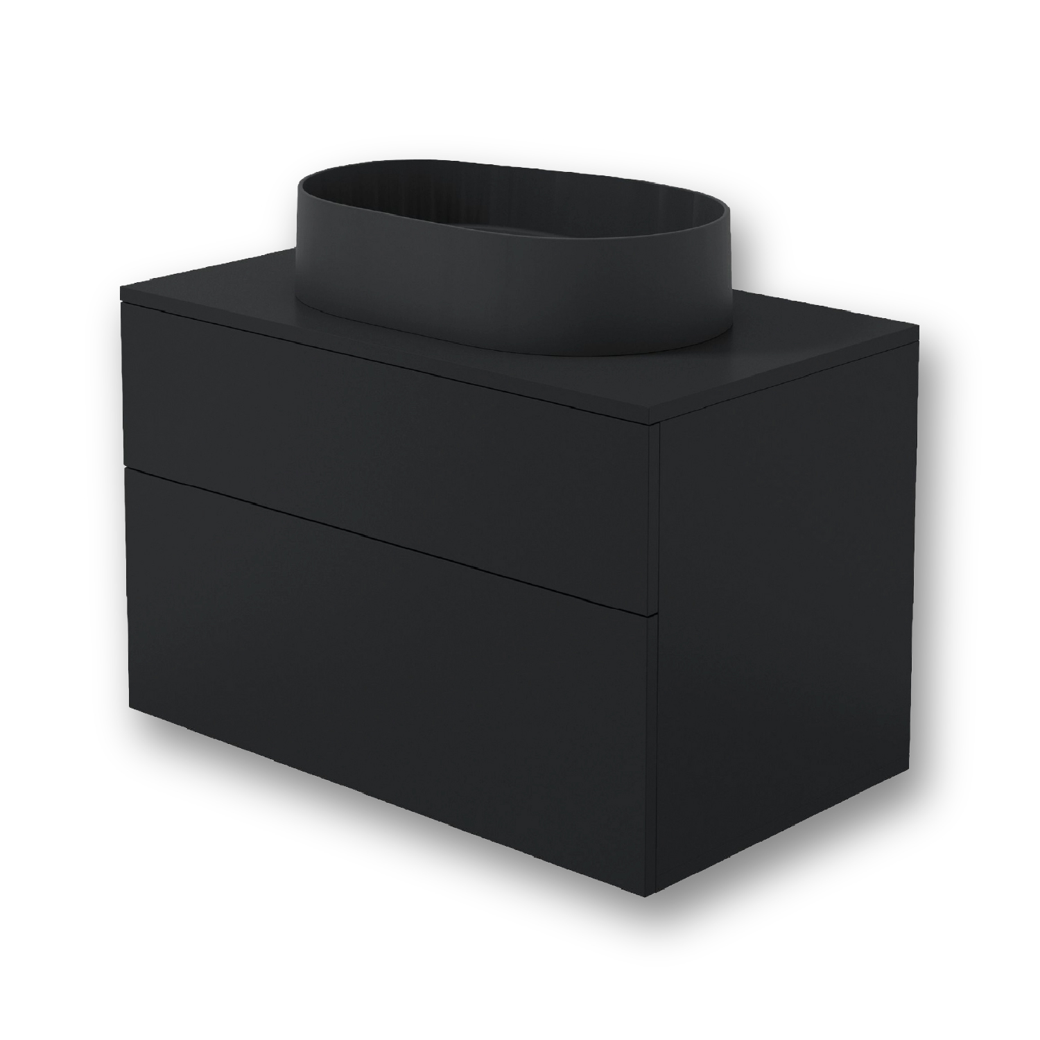 Waschbeckenschrank Schwarz 80 Cm Mit Granitwaschbecken Und Soft-close-system