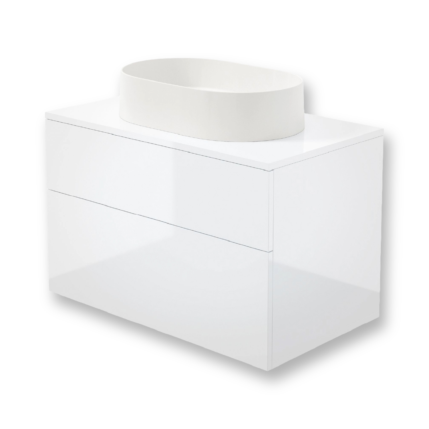 Waschbeckenschrank Weiß 80 Cm Mit Granitwaschbecken Und Soft-close-system