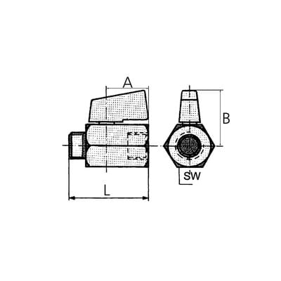Riegler Mini-Kugelhahn, glatte Oberfläche, MS vern., G 1/8 IG/AG, DN 8