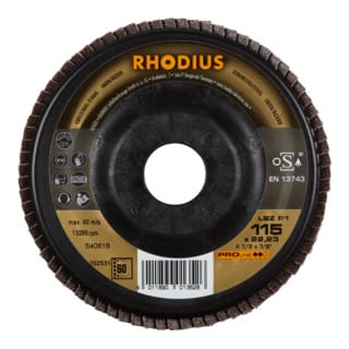 RHODIUS PROline LSZ P1 Fächerschleifscheibe 115 x 22,23 mm K60