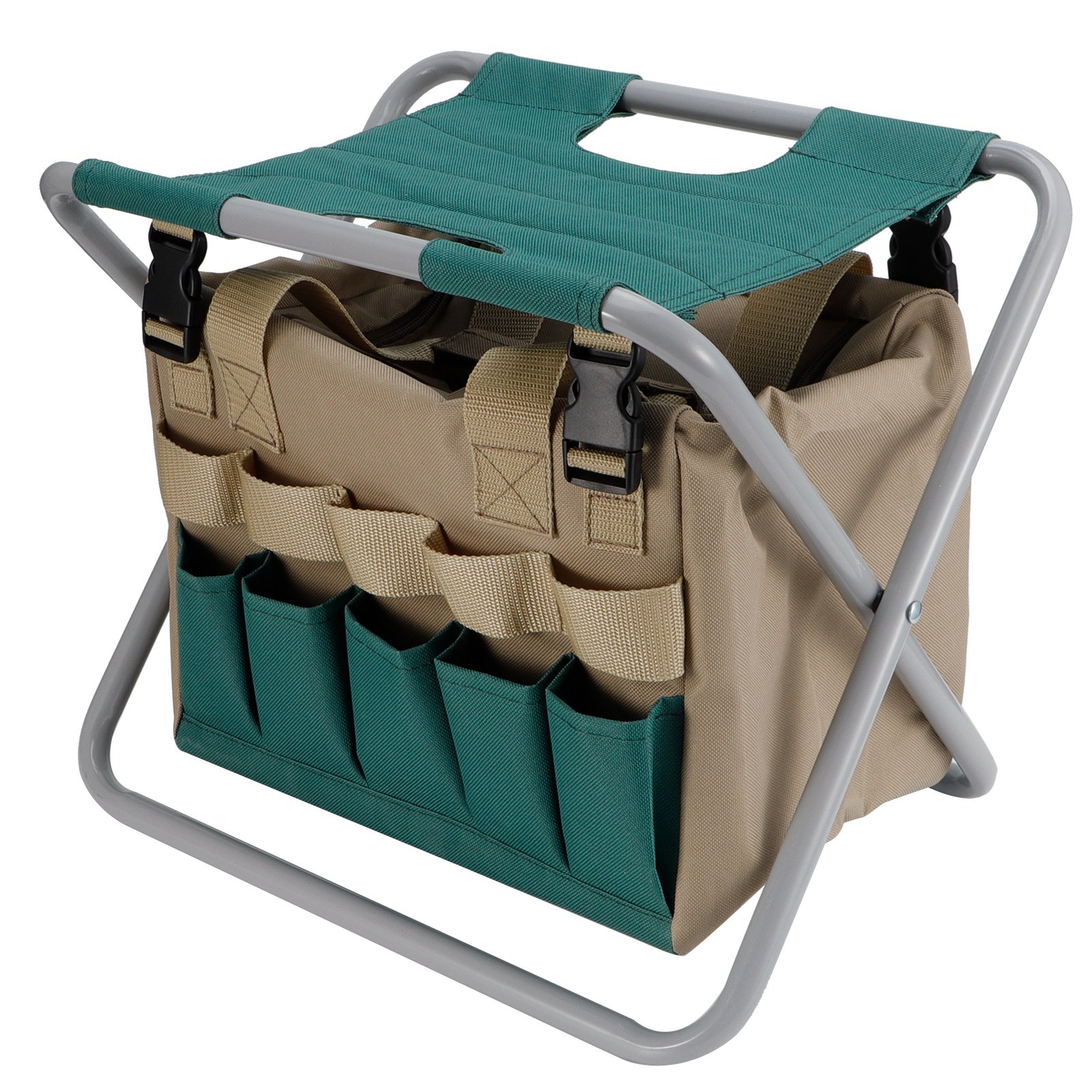 Multifunktionaler, Faltbarer Und Tragbarer Gartenhocker Mit Werkzeugtasche Für Camping Und Outdoor-aktivitäten