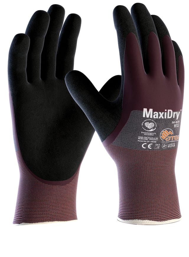 Handschuhe MaxiDry® 56-425 Gr.8 lila/schwarz Nyl.EN 388 PSA II ATG