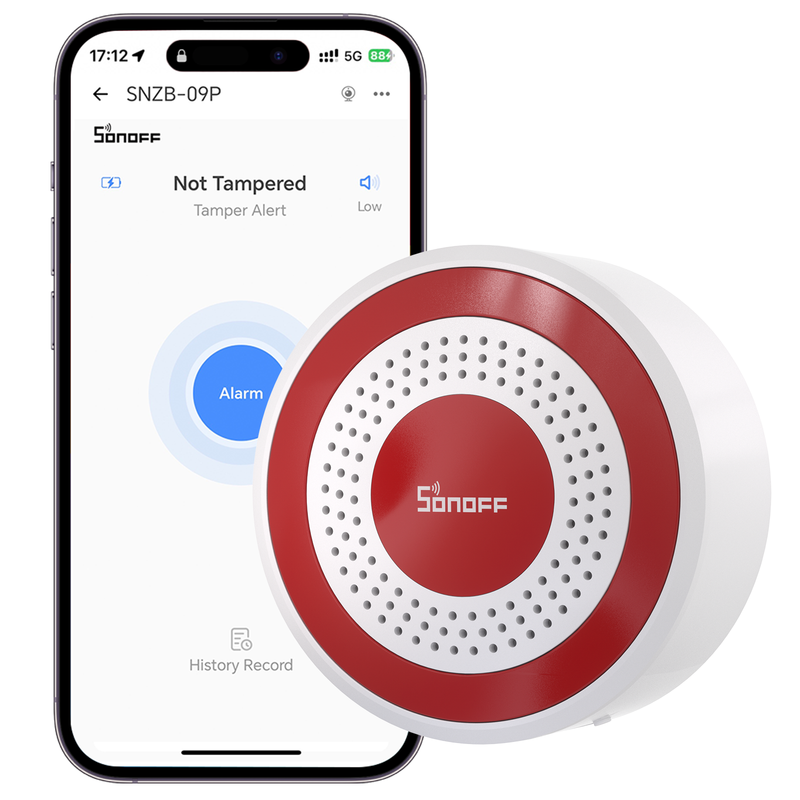 Sonoff Innen Zigbee Sirene Snzb-09p 105 Db Akustischer Und Optischer Alarm, Sensorverknüpfung, Zwei Stromversorgungsarten, Kompatibel Mit Home Assistant