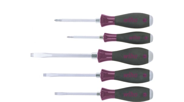 Wiha Schraubendreher Set MicroFinish® Schlitz, Phillips mit durchgehender Sechskantklinge und massiver Stahlkappe 5-tlg.