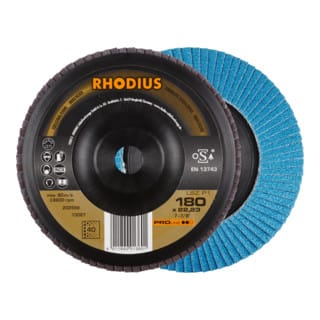 RHODIUS PROline LSZ P1 Fächerschleifscheibe 180 x 22,23 mm K40