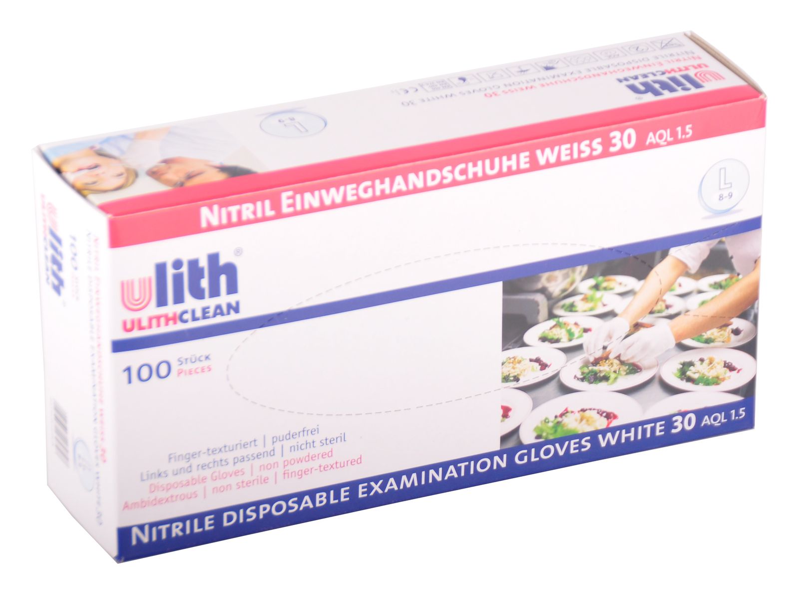 Nitril-einweghandschuhe Gr.l (8-9) Weiß 100 St. Schutzhandschuhe Gummihandschuhe