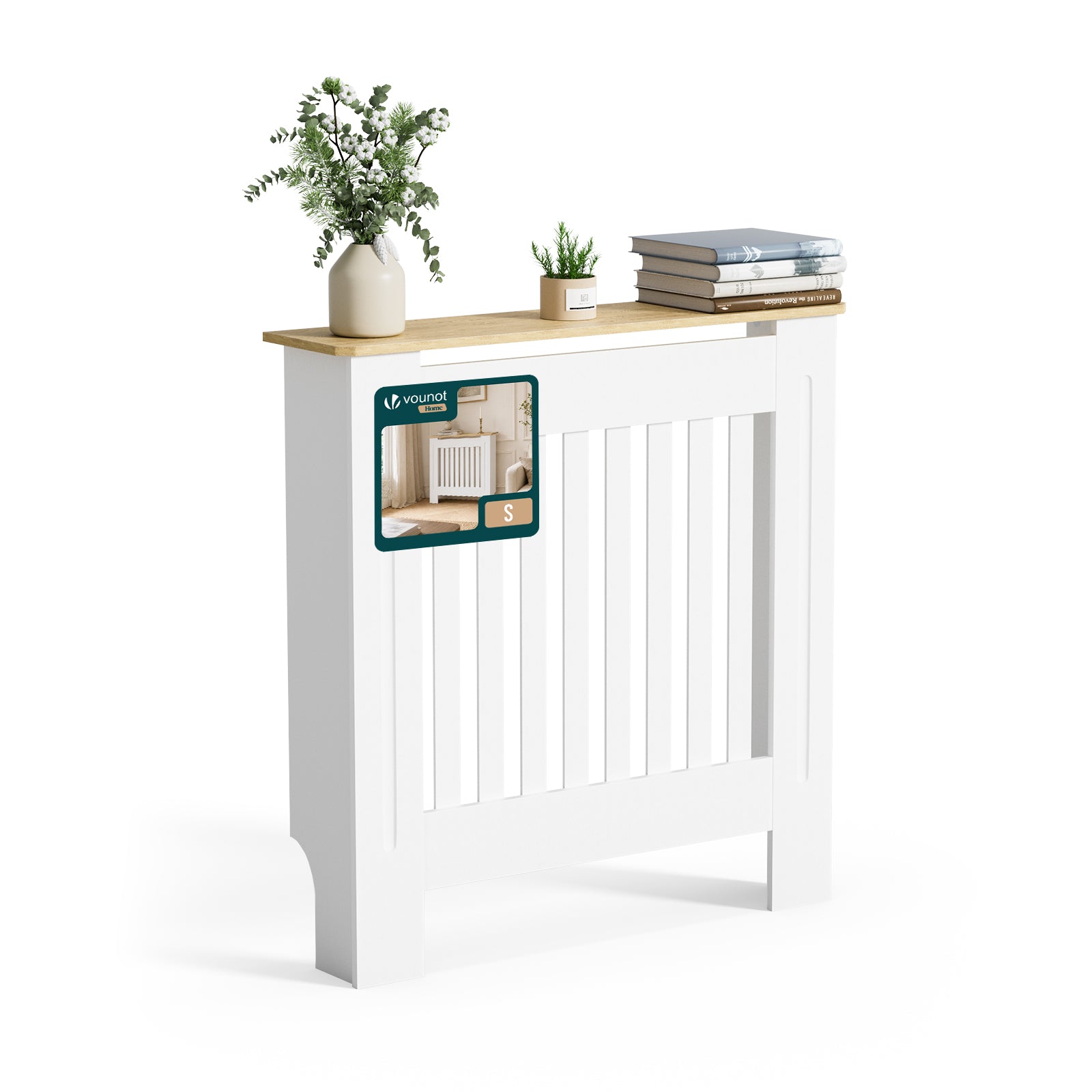 Vounot® Heizkörperverkleidung 78x19x82 Cm Heizkörperabdeckung Weißeiche