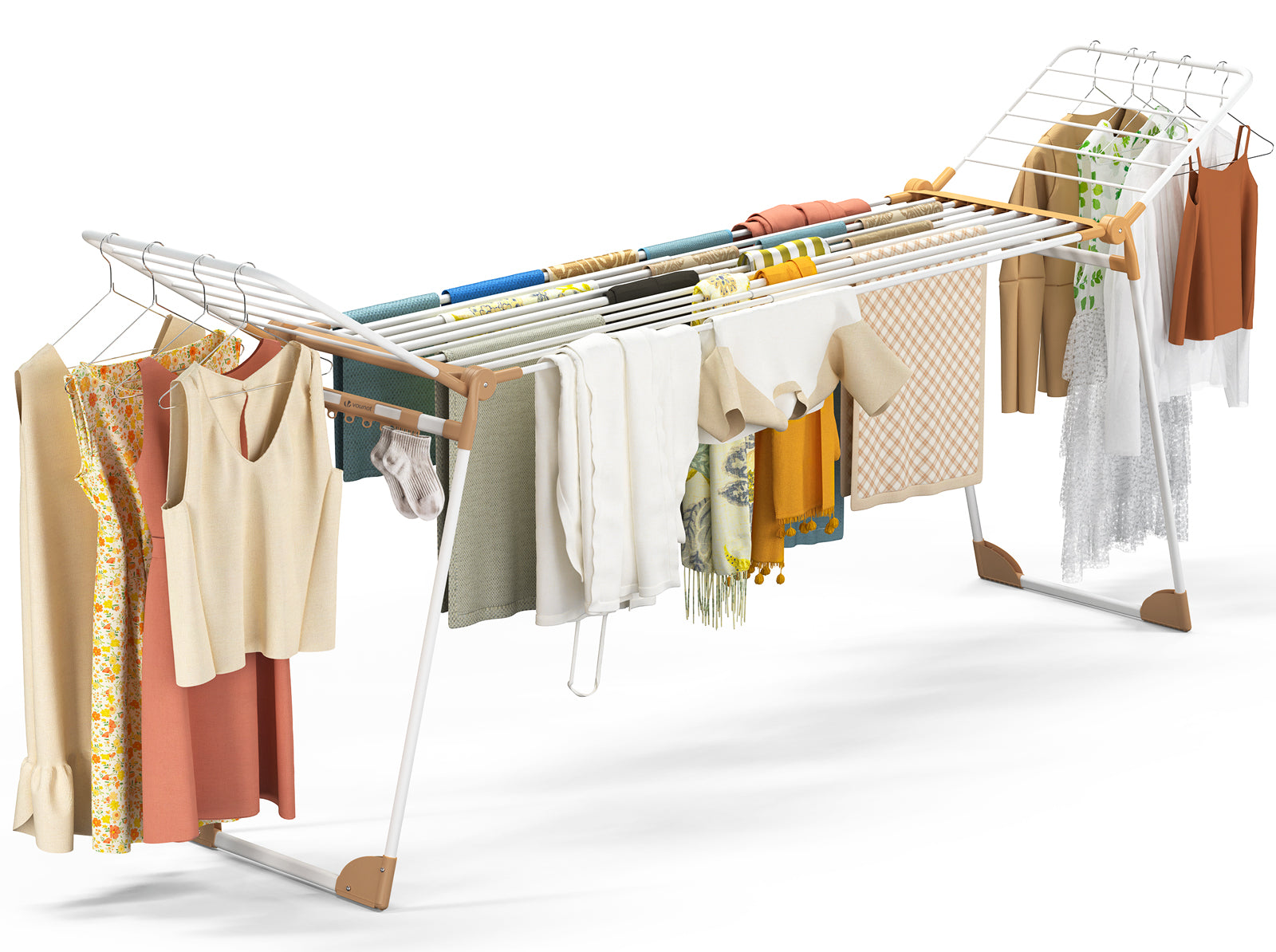 Vounot® Wäscheständer Ausziehbar Flügelwäscheständer Klappbar 284x55x122cm Weiß