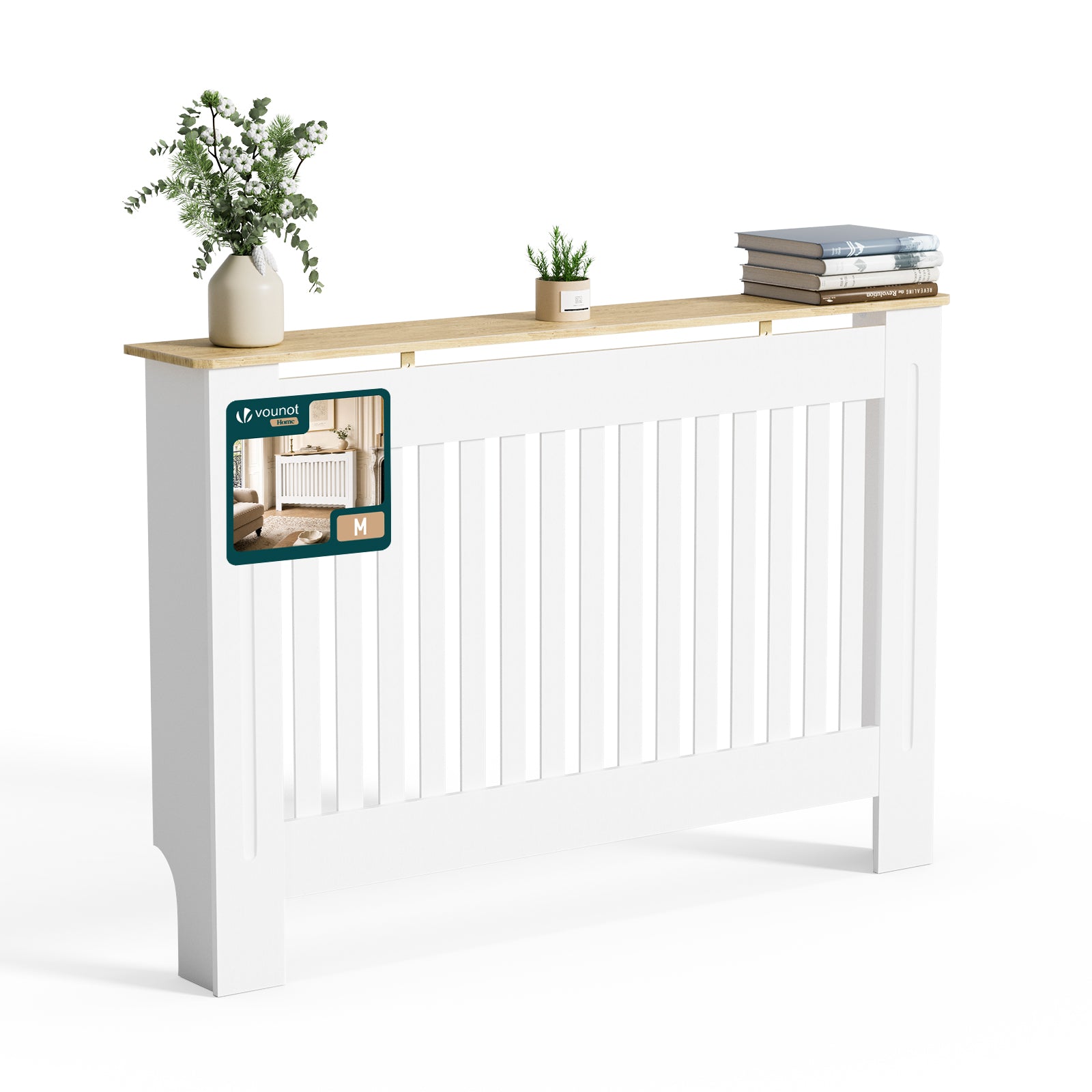 Vounot® Heizkörperverkleidung 111x19x82 Cm Heizkörperabdeckung Weißeiche