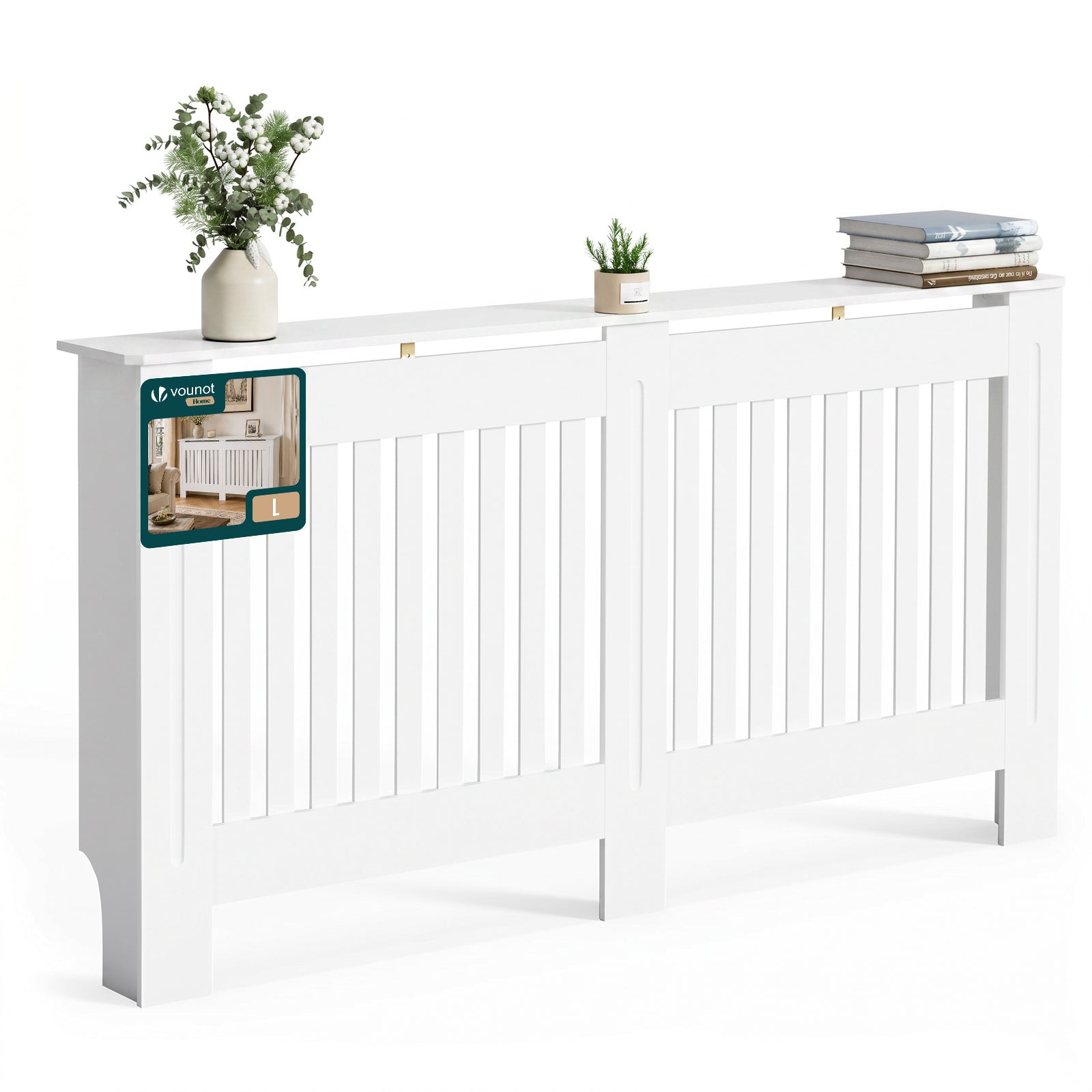 Vounot® Heizkörperverkleidung 152x19x82 Cm Heizkörperabdeckung Weiß
