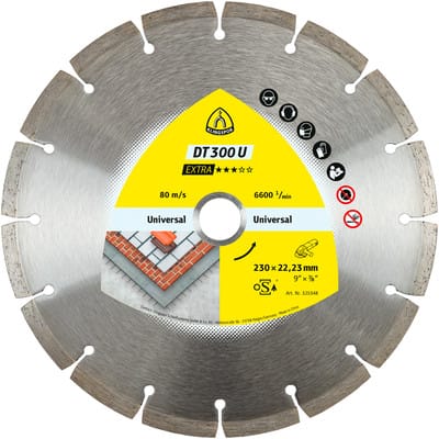 Klingspor DT 300 U Diamanttrennscheiben, 230 x 2,3 x 22,23 mm 16 Segmente 40,2 x 2,3 x 7 mm, Standardverzahnung