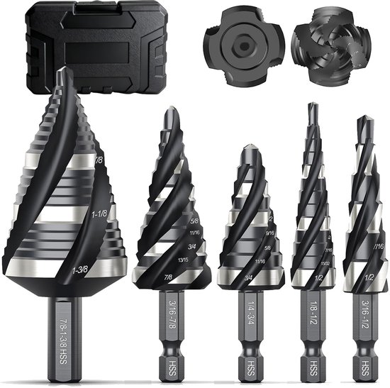 Hss Stufenbohrer Set, Metrische Spiralbohrer Für Aluminium, Holz Und Kunststoff