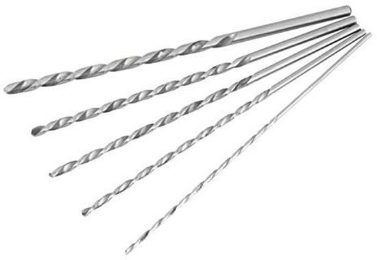 5-teiliges Set Langer Hss-spiralbohrer Für Aluminium, Holz Und Kunststoff – 2 Mm, 3 Mm, 3,5 Mm, 4 Mm, 5 Mm – Kernbohrer-set Mit Holzbohrer