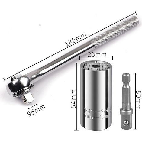 Universal-steckschlüssel, Professioneller Steckschlüssel-griffadapter 1/4 Bis 3/4 Zoll (7–19 Mm) Ratschenschlüssel-adapter Für Bohrmaschinen, Werkzeug, Geschenkidee Für Männer, Ehemänner, Väter, Heimw