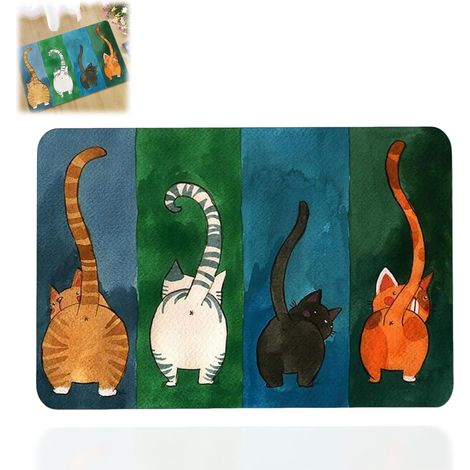 Fußmatte Für Die Haustür, Willkommens-fußmatte, Lustige Katzen-fußmatte Mit Rutschfester Unterseite Für Den Innen- Und Außenbereich Im Badezimmer (45 X 70 Cm)