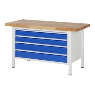 Rau Werkbank höhenverstellbar 8362A2, B1500xT700xH840-1040mm, 4x Schublade-TA